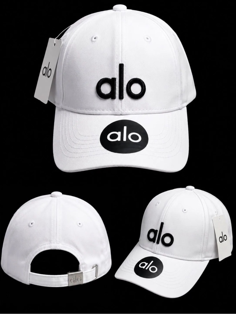 ALO Yoga Off-Duty Cap – White/Black Logo – Unisex – NWT